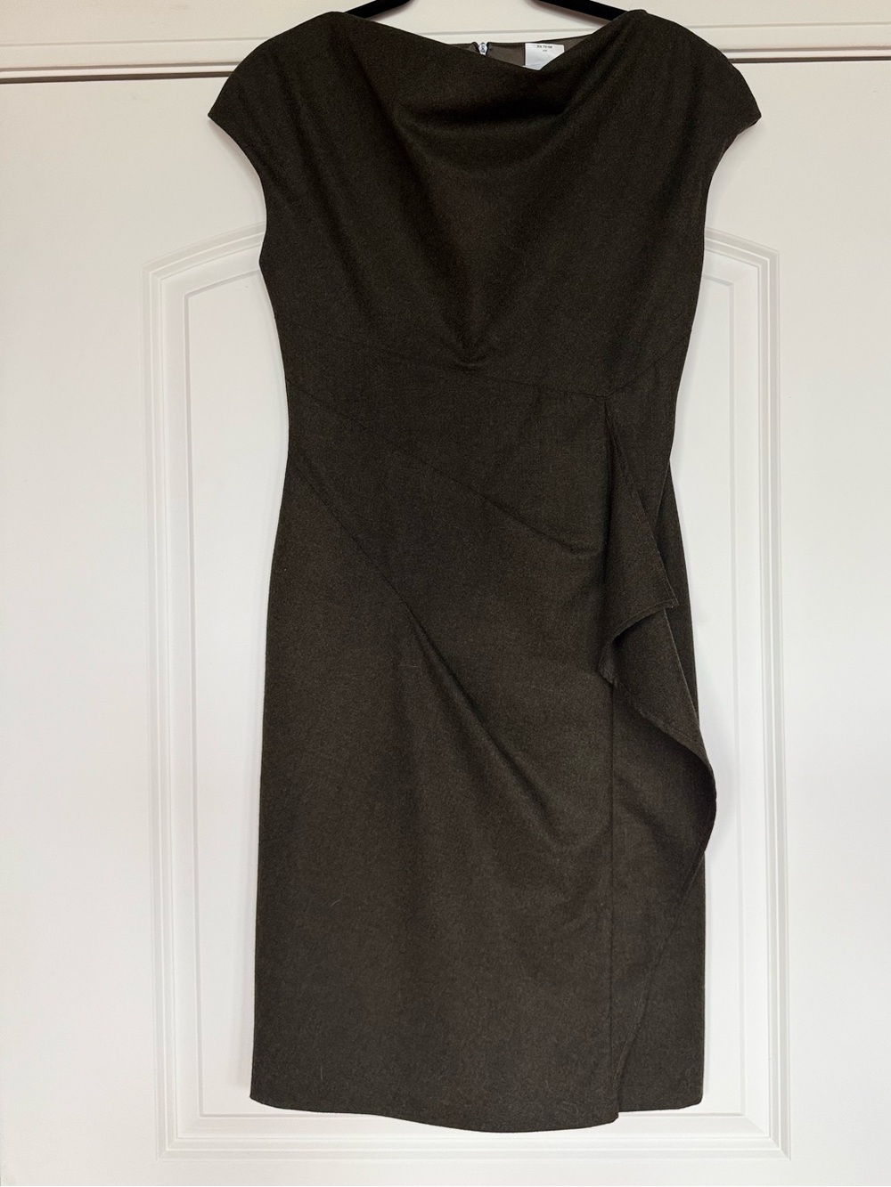 MaxMara Olive Draped Cap-Sleeve Midi Dress